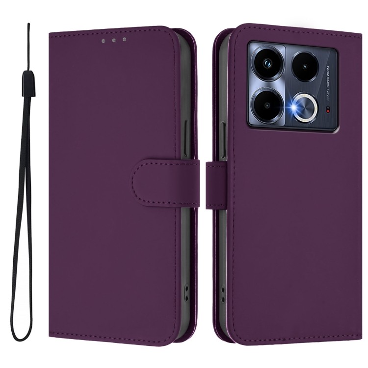 Фиолетовый чехол-книжка с магнитной застежкой и темляком для Infinix Note 40 4G 