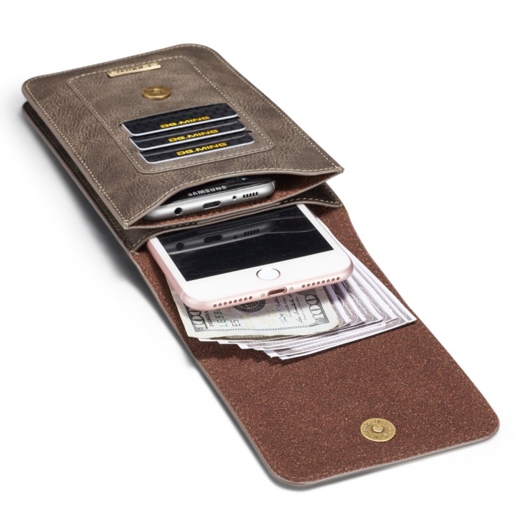 Чехол кожаный серый с слотом под карты на Айфон 5 