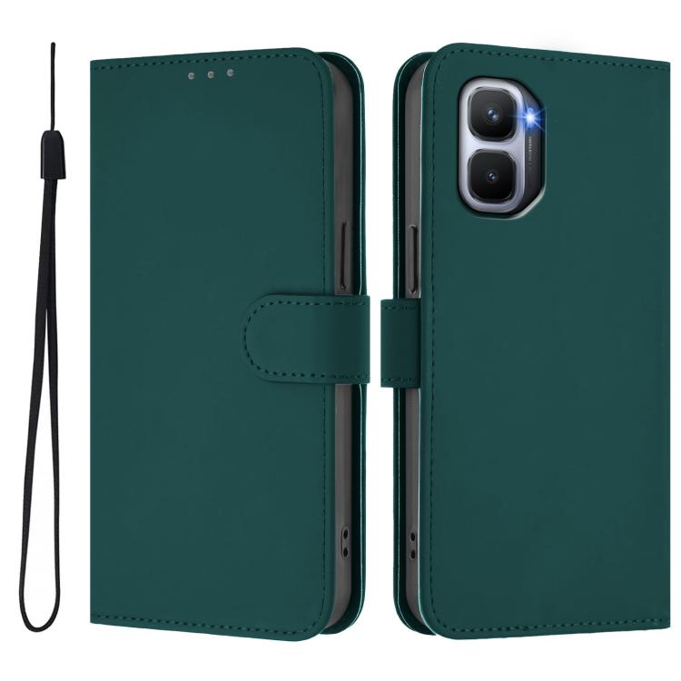  Чехол-книжка темно-зеленого кольору для Infinix GT 50 Pro 5G з магнітною застібкою і знімним шнурком 
