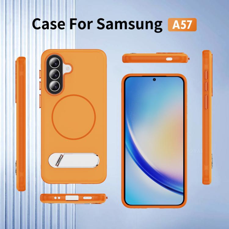  Двоколірний магнітний чохол Escase з тримачем для Samsung Galaxy A57 5G в оранжевому кольорі  