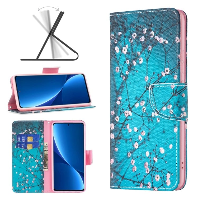 Ексклюзивний чохол-книжка Colored Drawing Pattern для Xiaomi 12 Pro - Plum Blossom 