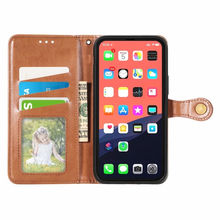 Чохол-книжка коричневого кольору зі слотами під кредитки на Айфон 13 Міні