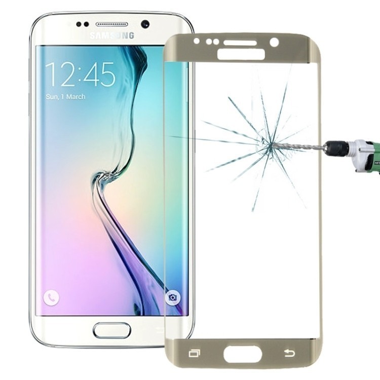 Защитное 3D стекло золотого цвета на Samsung Galaxy S6 Edge+ 