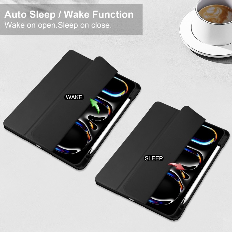 Чохол-книжка Pure Color 3-fold Clear TPU Smart Leather чорний для iPad Pro 13 2024. Чохол-книжка Pure Color 3-fold Clear TPU Smart Leather чорний для iPad Pro 13 2024.