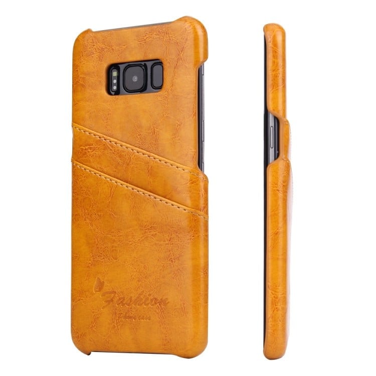  Чехол Fierre Shann Retro Oil Wax Texture на Samsung Galaxy S8/G950-желтый