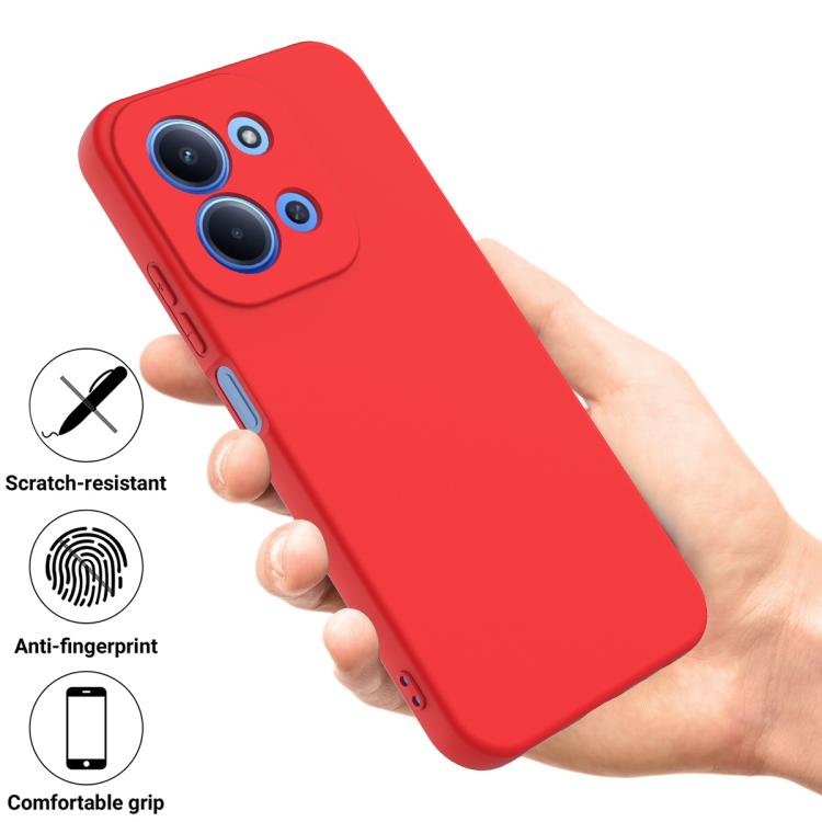 Solid Color Liquid Silicone — красный, продуманная защита для Redmi 15C 