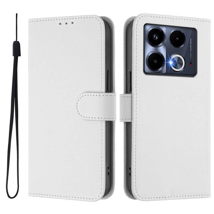 Белый чехол-книжка Skin Feel для Infinix Note 40 4G с магнитной застежкой 