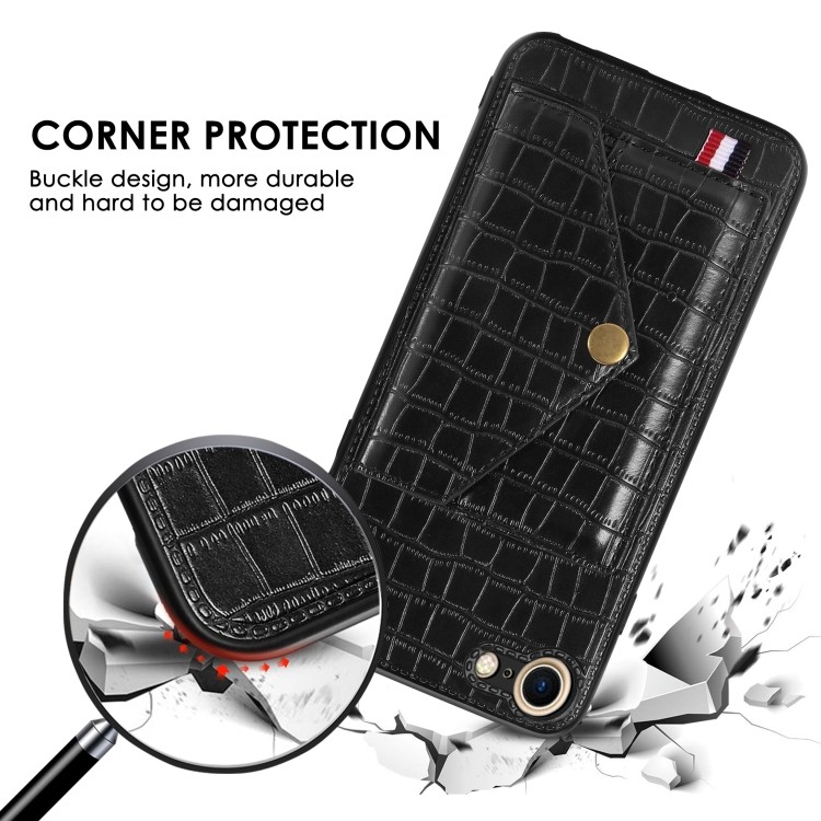 Чехол Crocodile Pattern Shatter-resistant на Айфон SE 2020/7/8 - черный 