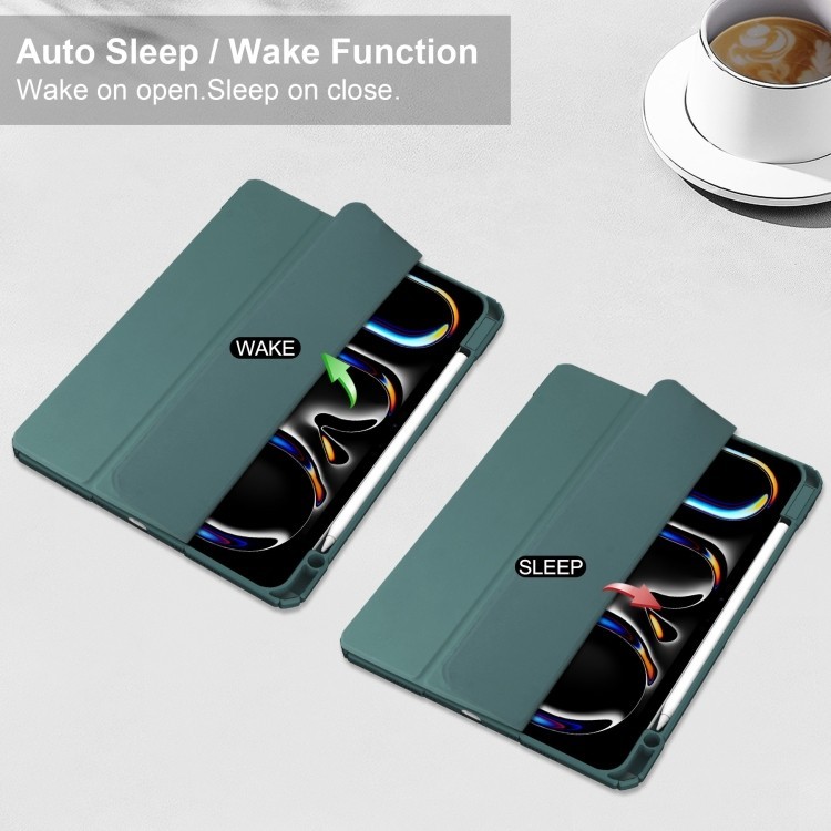 Чохол-книжка Pure Color 3-fold Clear TPU Smart Leather для iPad Pro 13 2024 – Зелений 