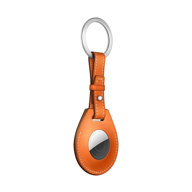 Кожаный брелок  с кольцом Keychain для AirTag - желтый 