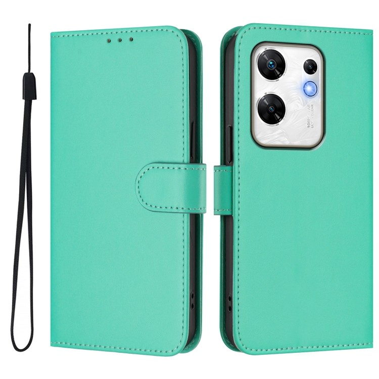 Зеленый чехол-книжка Skin Feel для Infinix Zero 30 4G в открытом и закрытом виде 