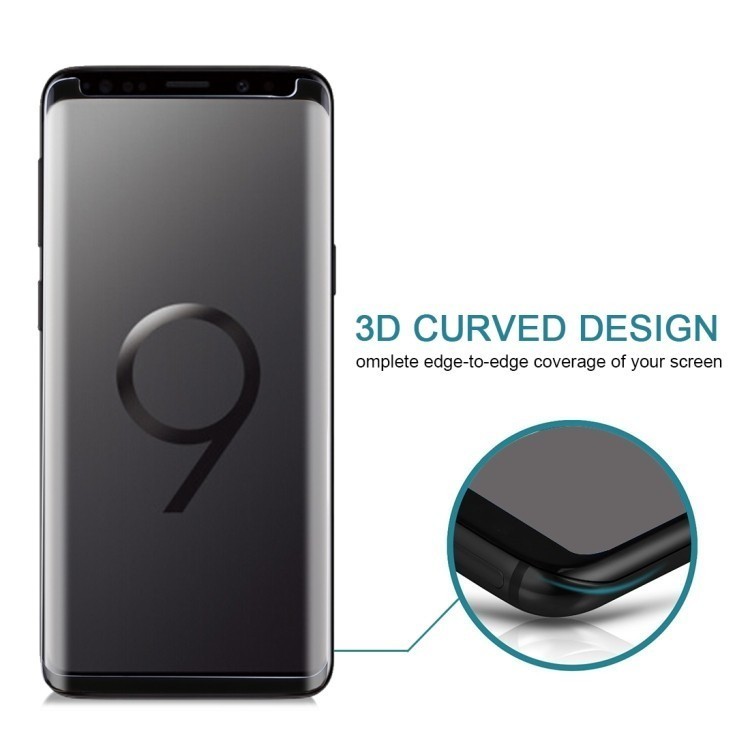 Защитное 3D стекло с олеофобным покрытием на Samsung Galaxy S9+/G965 9H  черное