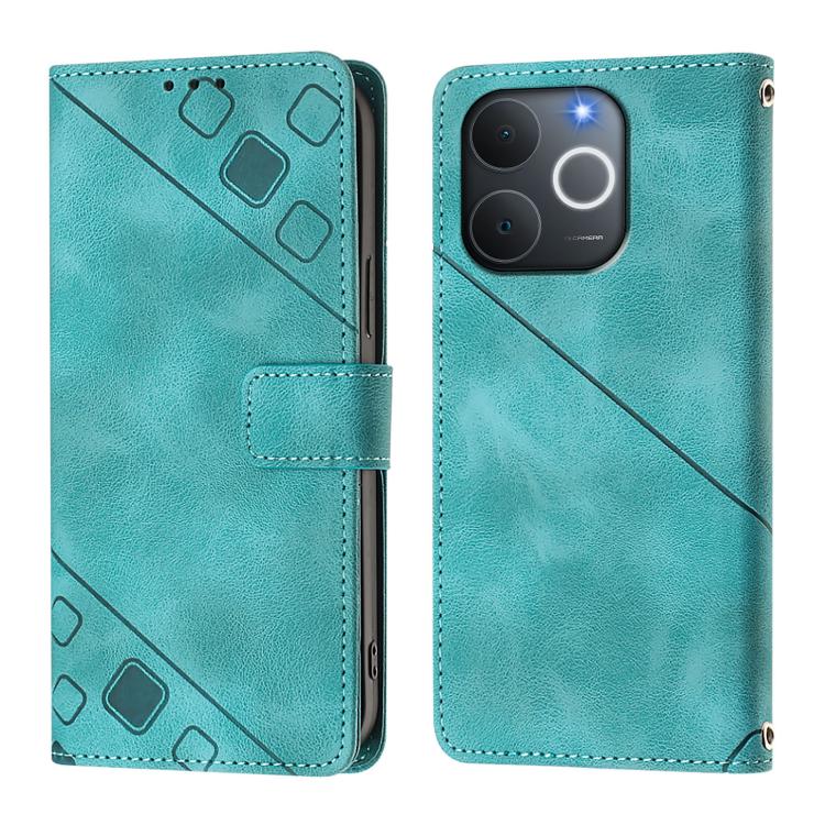Чохол-книжка Skin-feel Embossed зеленого кольору для Realme Note 70 4G з декоративним тисненням та магнітною застібкою Чохол-книжка Skin-feel Embossed зеленого кольору для Realme Note 70 4G з декоративним тисненням та магнітною застібкою