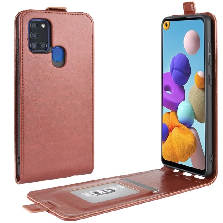 Флип- чехол R64 Texture Single на Samsung Galaxy A21S - коричневый 