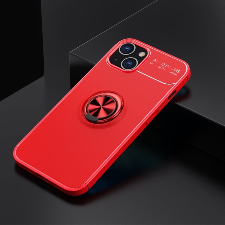 Ударозащитный чехол Metal Ring Holder 360 Degree Rotating на iPhone 13 mini - красный 