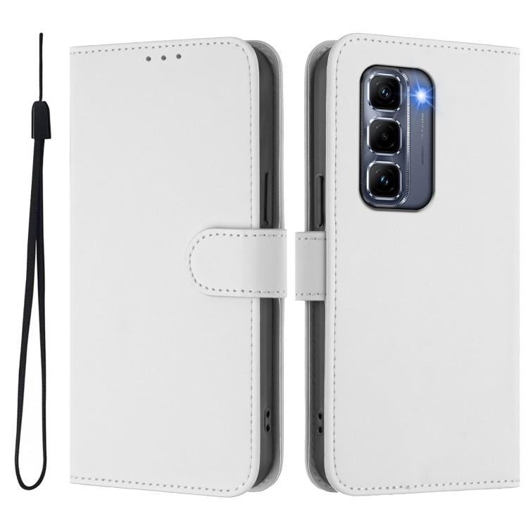 Білий чохол-книжка Skin Feel з магнітною застібкою та ремінцем для Infinix Hot 50 Pro+ 