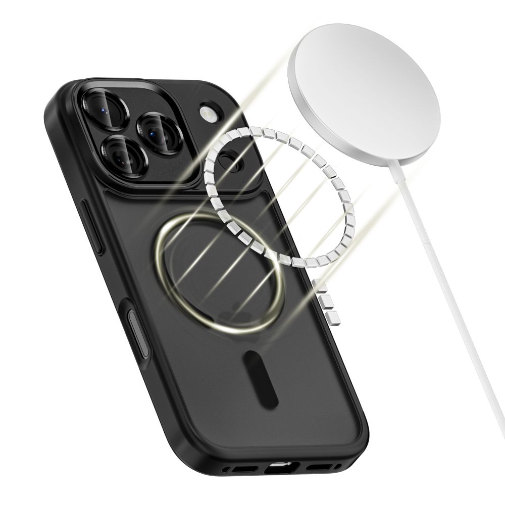 Демонстрація роботи вбудованих магнітів MagSafe для бездротової зарядки та кріплення аксесуарів Демонстрація роботи вбудованих магнітів MagSafe для бездротової зарядки та кріплення аксесуарів