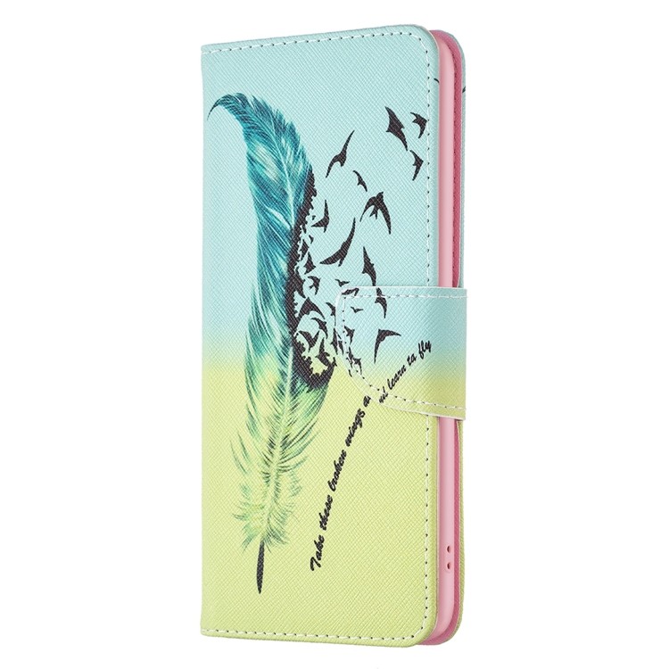 Женский чехол-книжка Colored Drawing Pattern для Realme C55 - Feather 