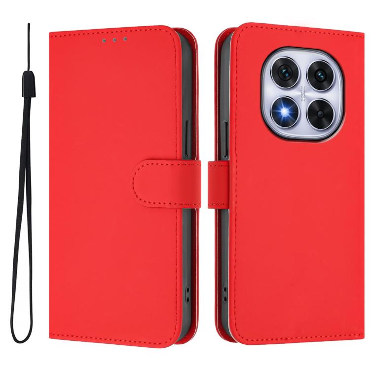 Елегантний чохол-книжка Skin Feel S-type червоного кольору для Xiaomi Poco X7 5G   Елегантний чохол-книжка Skin Feel S-type червоного кольору для Xiaomi Poco X7 5G