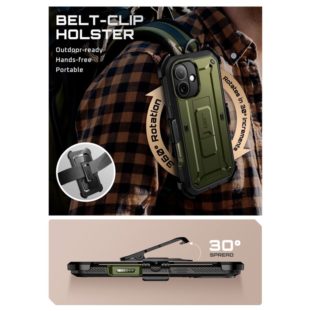 Клипса-холстер для ношения на поясе и встроенная подставка с углом 90 градусов Клипса-холстер для ношения на поясе и встроенная подставка с углом 90 градусов