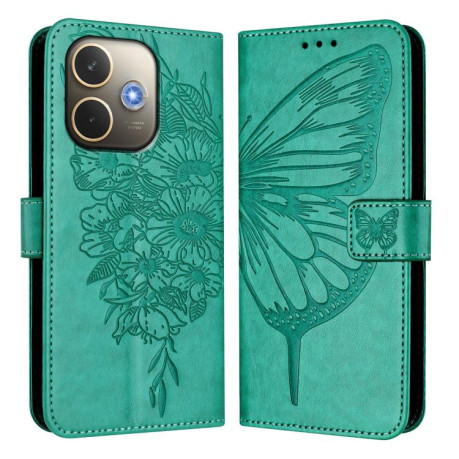 Чехол-книжка Embossed Butterfly для OPPO A5 Pro 5G Global - зеленый