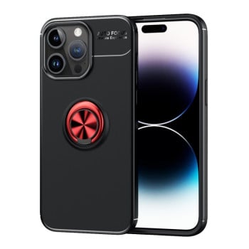 Ударозащитный чехол Metal Ring Holder для iPhone 15 Pro Max - черно-красный