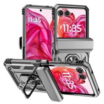 Противоударный чехол Sliding Camshield для Motorola razr 50 - серебристый