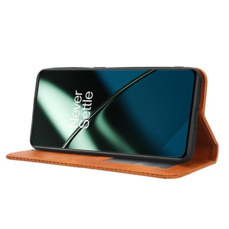 Чехол-книжка Magnetic Buckle Retro Crazy Horse Texture на OnePlus 11 5G - коричневый