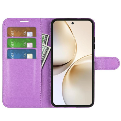 Чохол-книжка Litchi Texture Horizontal Flip Leather на Realme 14 Pro+ - фіолетовий