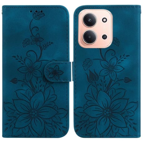Чохол-книжка з тисненням Lily та магнітною застібкою на Xiaomi Redmi 15C 5G / 4G EU 173mm / Poco C85 5G - синій