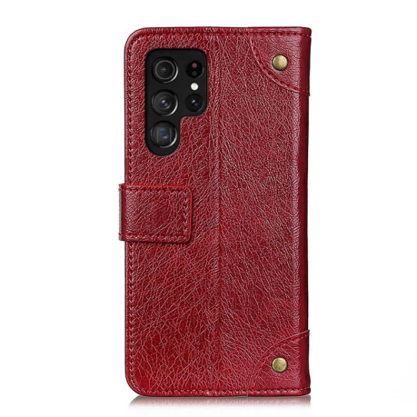 Чохол-книжка Copper Buckle Nappa Texture Samsung Galaxy S22 Ultra 5G - винно-червоний