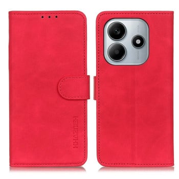 Чехол-книжка KHAZNEH с матовой фактурой Cowhide и магнитным хлястиком на Xiaomi Redmi Note 14 4G - красный