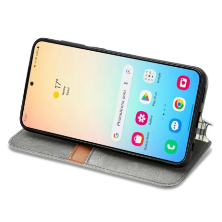 Чохол-книжка Cubic Grid для Samsung Galaxy S25+ 5G - сірий