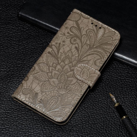 Чехол-книжка Lace Flower Embossing для Motorola Edge 60 Fusion 5G - серый