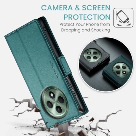 Чехол-книжка CaseMe 023 Butterfly Buckle Litchi Texture RFID Anti-theft Leather для OPPO Reno12 F/12 FS 5G - зеленый
