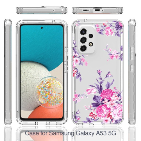 Противоударный чехол Transparent Painted для Samsung Galaxy A53 - Pink Flower