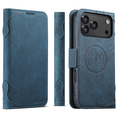 Чехол-книжка SUTENI J07 Multifunctional с Magsafe и магнитным хлястиком на iPhone 17 Pro Max - синий