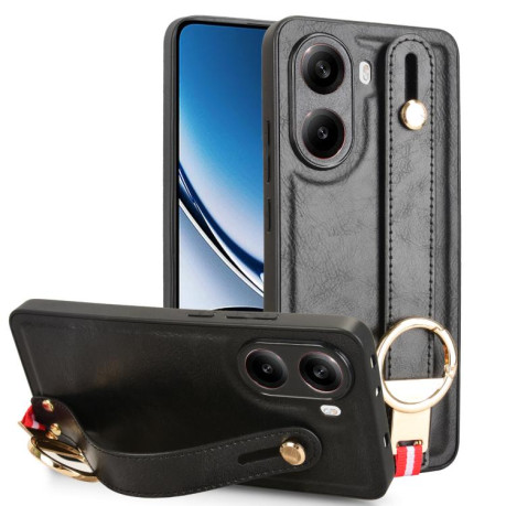Противоударный чехол Wristband Leather Back для Xiaomi Poco X7 Pro 5G - черный