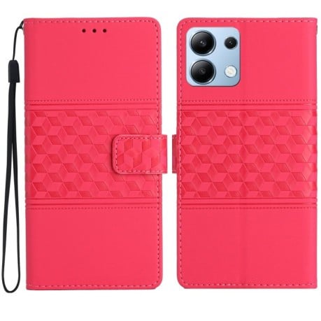 Чехол-книжка Diamond Embossed Skin Feel для Xiaomi Redmi Note 14 4G - красный