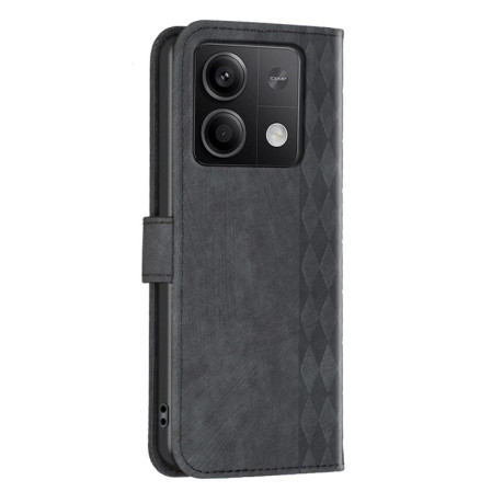 Чехол-книжка Plaid Embossed Leather для Xiaomi Redmi Note 13 5G - черный