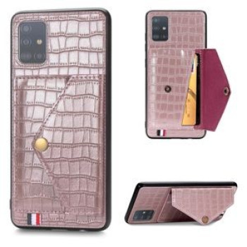 Чехол Crocodile Pattern Shatter-resistant на Samsung Galaxy A51/ M40s -розовое золото