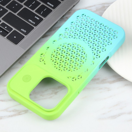 Противоударный чехол Gradient Color Honeycomb Aromatherapy MagSafe для iPhone 16 Pro - синий