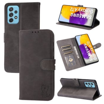 Чехол-книжка Happy Cat Pattern для Samsung Galaxy A53 - серый