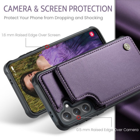 Чехол CaseMe C22 Card Slots Holder RFID Anti-theft для Samsung Galaxy S24 FE 5G - фиолетовый
