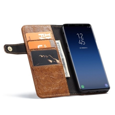 Шкіряний чохол-книга CaseMe на Samsung Galaxy S9/G960 Rough Crack Texture -коричневий