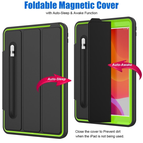 Противоударный чехол Magnetic Horizontal Flip с держателем для стилуса на iPad 9/8/7 10.2 (2019/2020/2021) - зеленый
