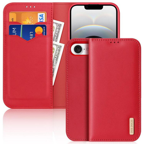 Шкіряний чохол-книжка DUX DUCIS Hivo Series на iPhone 16e - червоний
