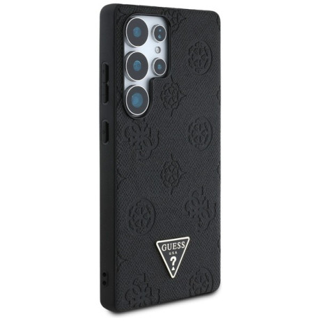 Оригінальний чохол Guess Grained Hot Stamp Peony Pattern Triangle Logo MagSafe для Samsung Galaxy S25 Ultra - Black