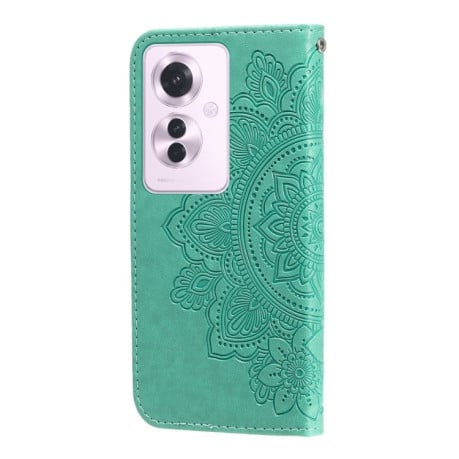 Чехол-книжка 7-petal Flowers Embossing для OPPO Reno11 F Global / F25 Pro Global - зеленый