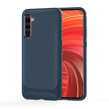 Противоударный чехол HMC Carbon Fiber Series на Realme X50 Pro - синий